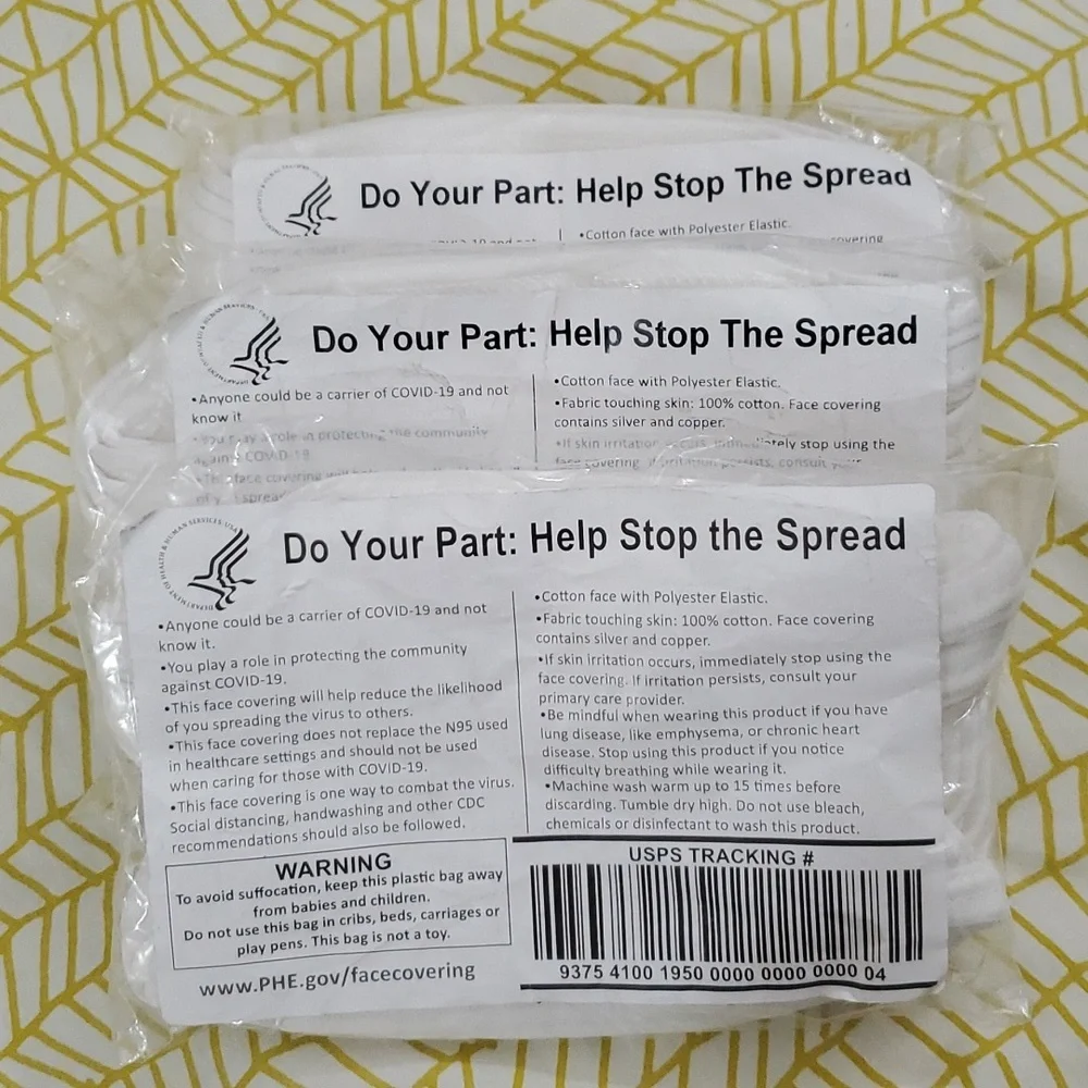 3 Packages of White Cloth Washable Mask
